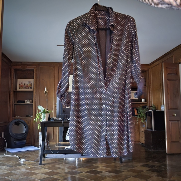 J.Crew Navy Polka Dot Button-Up Shirt - Picture 1 of 4